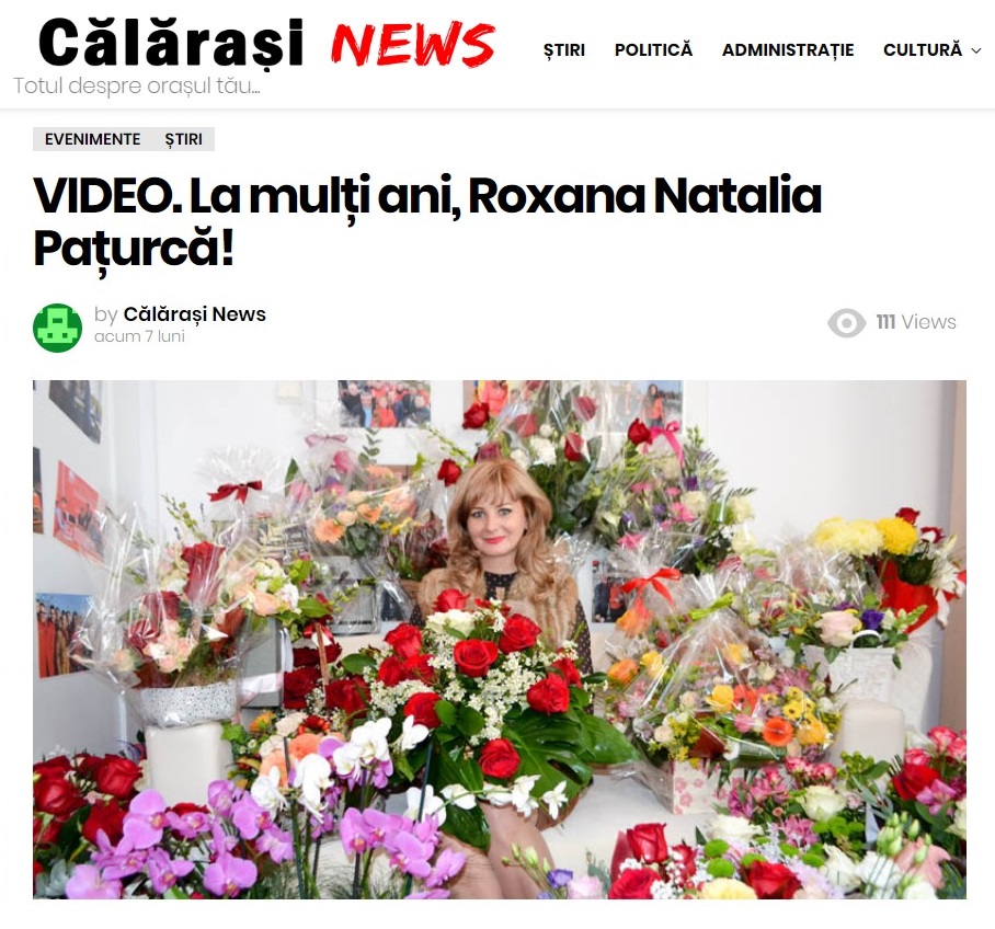 Aniversarea Roxanei Pațurcă a fost redată pe larg de un site călărășean